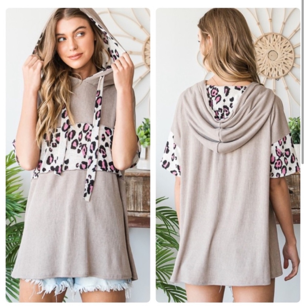 Cute, cheetah and tan hooded top